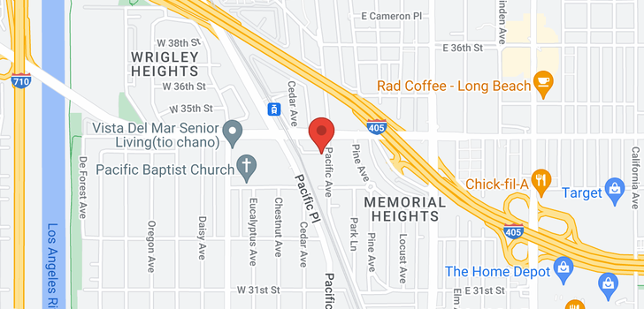 map of 232 W 33rd Long Beach, CA 90807